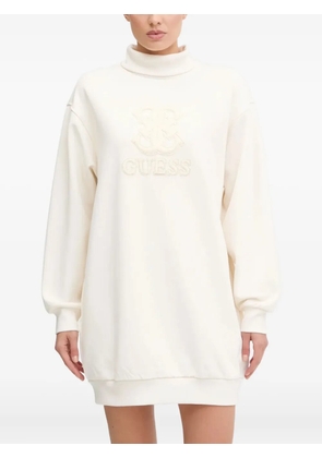 GUESS USA logo-motif turtleneck mini dress - White