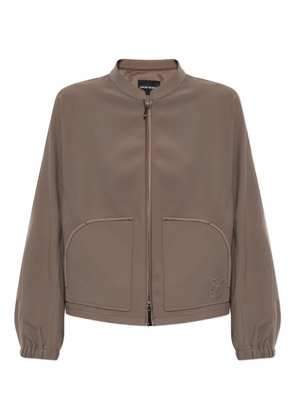 Emporio Armani embroidered-logo bomber jacket - Brown