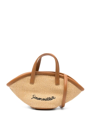 Simon Miller raffia leather-trimmed tote bag - Neutrals