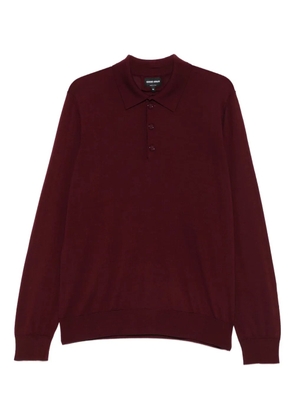 Giorgio Armani long-sleeve panelled polo shirt - Red