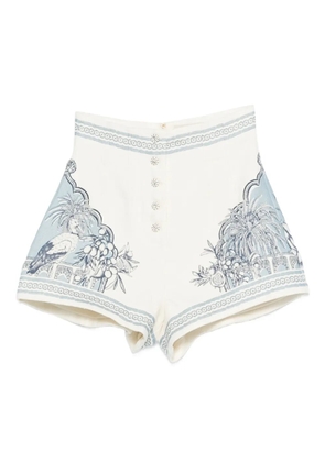 ALEMAIS Villa Romantica printed shorts - White