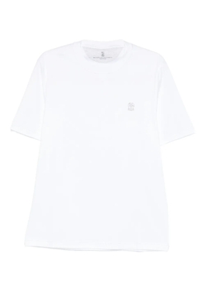 Brunello Cucinelli embroidered-logo T-shirt - White
