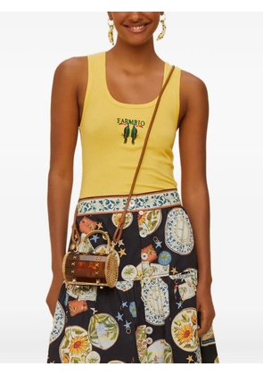 FARM Rio Toucan logo-embroidered top - Yellow