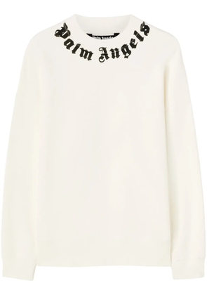 Palm Angels logo-print cotton sweatshirt - White