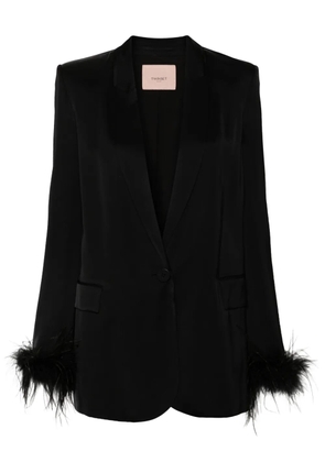 TWINSET feather-trim satin blazer - Black