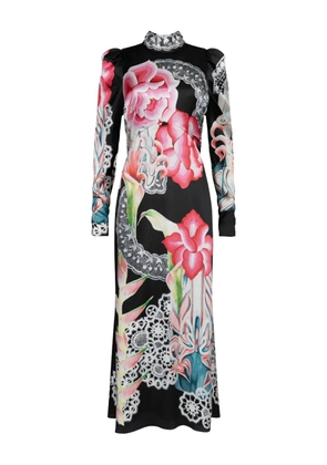 Temperley London Cici floral-lace print maxi dress - Black