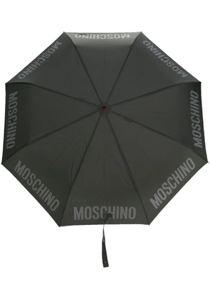Moschino logo-print compact umbrella - Grey