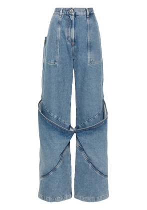 The Attico knee-detail wide-leg jeans - Blue