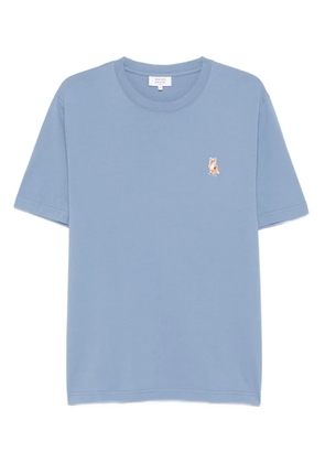 Maison Kitsuné Standing Fox-embroidered cotton T-shirt - Blue