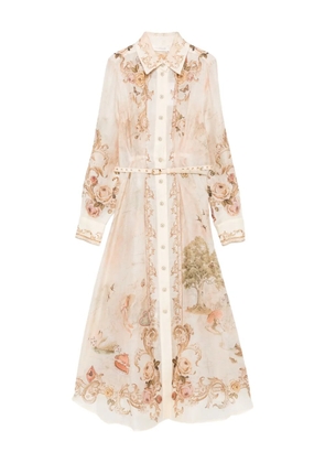 ZIMMERMANN floral-print buttoned midi dress - Neutrals