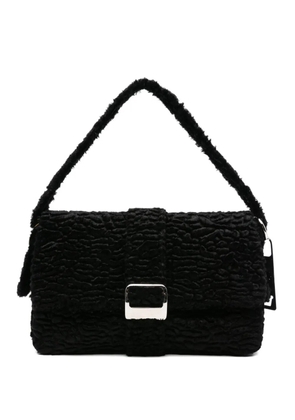 la milanesa textured buckle shoulder bag - Black