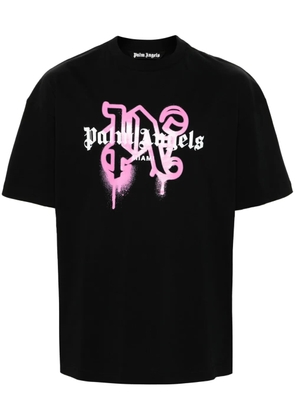 Palm Angels Miami Monogram Spray-print T-shirt - Black
