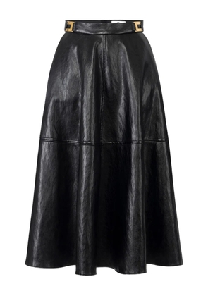 Elisabetta Franchi leather-effect belted midi skirt - Black