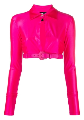 Versace Jeans Couture Baroque-buckle crop shirt - Pink