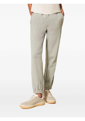 TWINSET rhinestone-embellished cotton track pants - Grey
