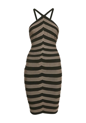 Hervé Léger Pre-Owned striped-pattern midi dress - Black