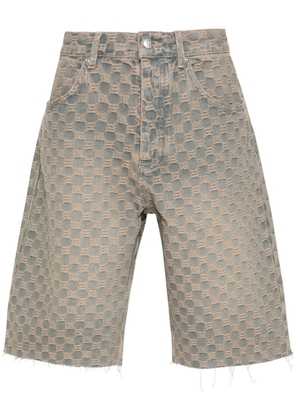MISBHV monogram-jacquard denim shorts - Blue