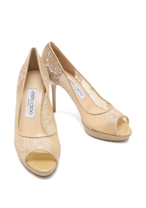 Jimmy Choo Pre-Owned lace peep-toe sandals - Neutrals