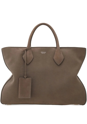 Ferragamo large leather tote bag - Brown