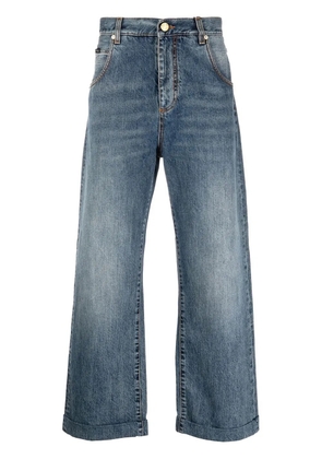 ETRO logo-patch straight-leg jeans - Blue