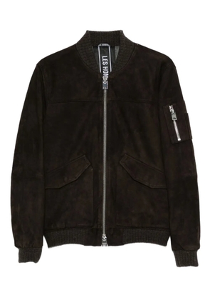 LES HOMMES panelled zip-up bomber jacket - Brown