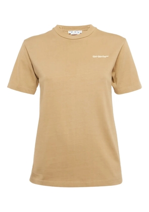 Off-White Pre-Owned logo-embroidered T-shirt - Neutrals