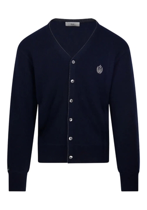 DUNST crest-embroidered cardigan - Blue
