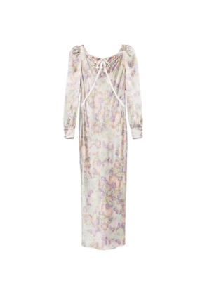 Alessandra Rich bow floral silk midi dress - Neutrals
