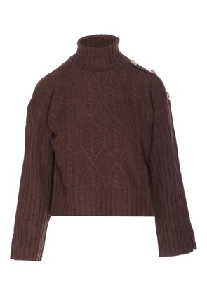 LIU JO crystal-application sweater - Brown