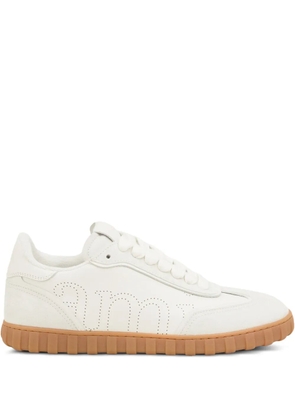 AMI Paris Step perforated-logo leather sneakers - White