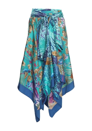 Ferragamo Pre-Owned belted asymmetric skirt - Blue