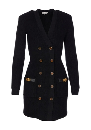 Elisabetta Franchi twist-lock ribbed-knit mini dress - Black