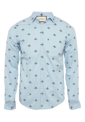 Gucci Pre-Owned bee-print shirt - Blue