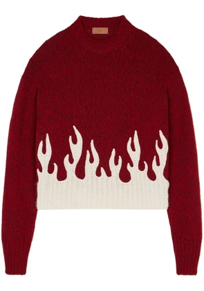 Alanui crew-neck wool-cashmere blend jumper - Red