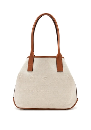 Hogan embossed-logo canvas tote bag - Neutrals
