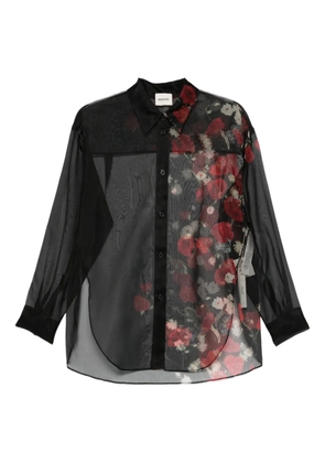 KHAITE floral sheer shirt - Black
