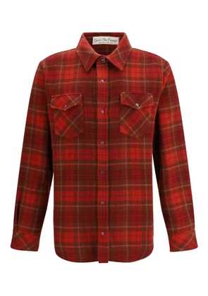 GOD'S TRUE CASHMERE Love tartan patch-pocket shirt - Red