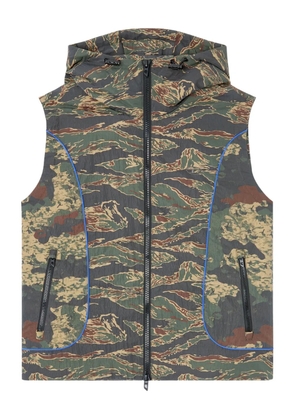 Diesel camouflage-print hooded vest - Blue