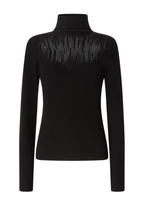 Genny ribbed-knit sheer-panel top - Black
