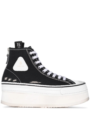 R13 distressed platform high-top sneakers - Black