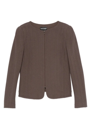 Emporio Armani chevron-pattern zip-front jacket - Brown