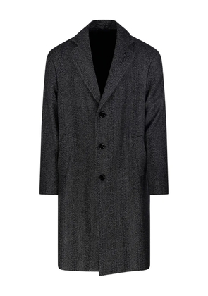Lardini button-fastening herringbone coat - Black