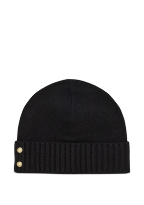 Lauren Ralph Lauren ribbed button beanie hat - Black