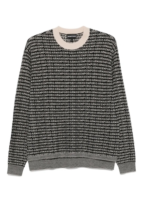 Emporio Armani logo-print wool sweater - Black