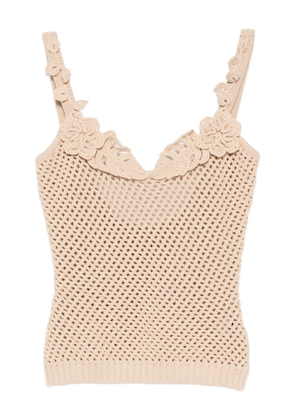 Elie Saab mesh-embellished top - Neutrals