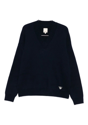 Emporio Armani v-neck logo-detail sweater - Blue