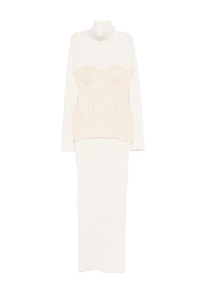 Jean Paul Gaultier ribbed-knit corset dress - Neutrals