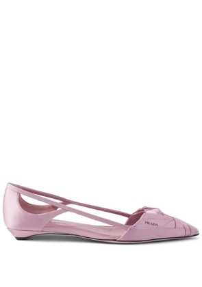 Prada Satin-finish cut-out ballerinas - Pink