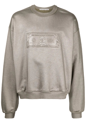 Alexander Wang logo-embossed metallic-finish sweatshirt - Grey