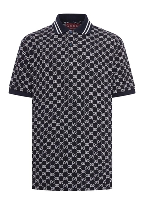 Gucci GG-pattern coton polo shirt - Blue